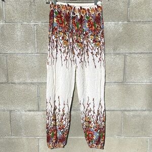Ting Tang Floral Boho Rayon Pants Gypsy Hippie Casual Festival Women’s One Size